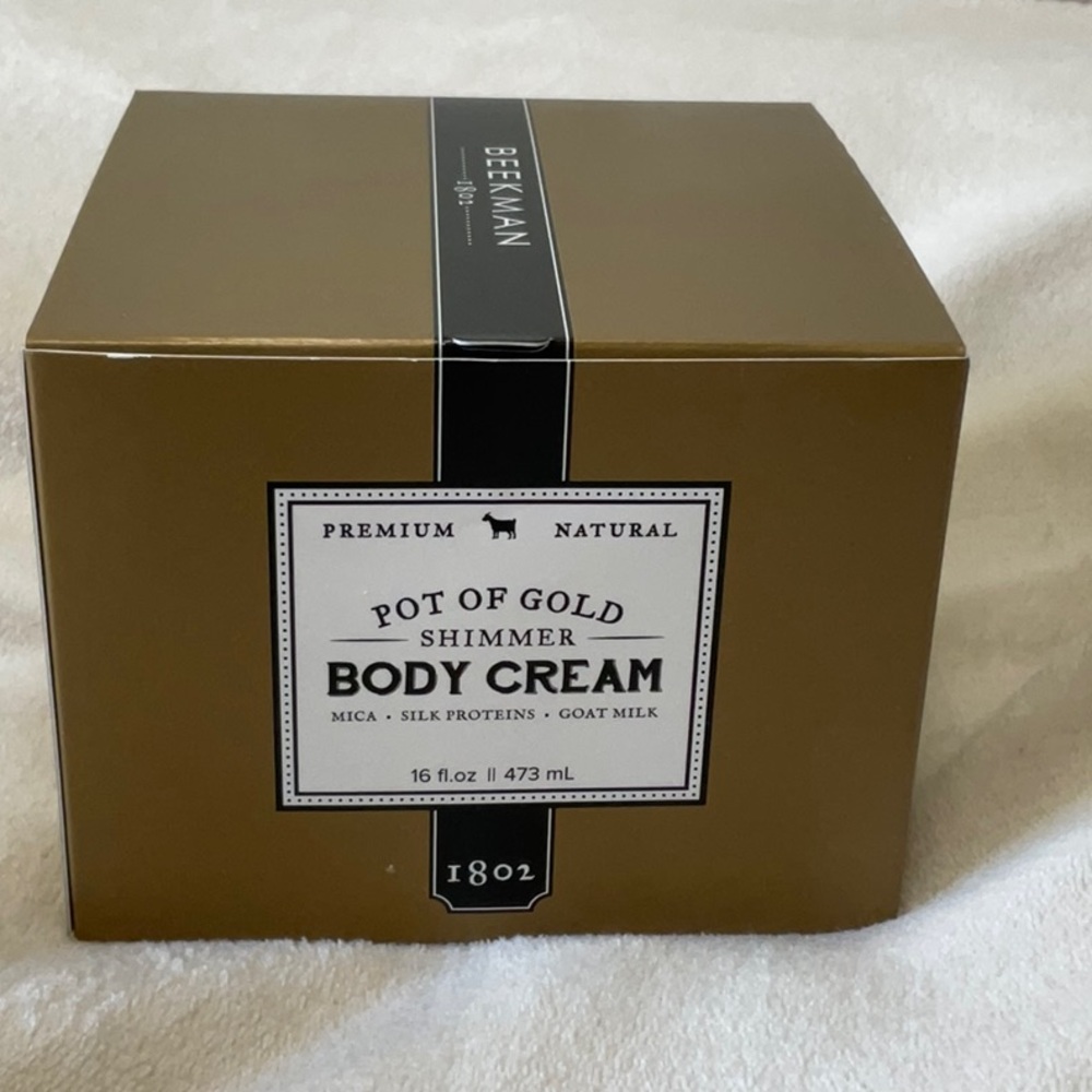 NIB Beekman 1802 Pot of Gold Goat Milk Shimmer Body Cream, 16oz